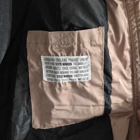 Steve Madden Faux-Fur-Lined Hooded Puffer Coat Tan With Black Size Large - Picture 9 of 12